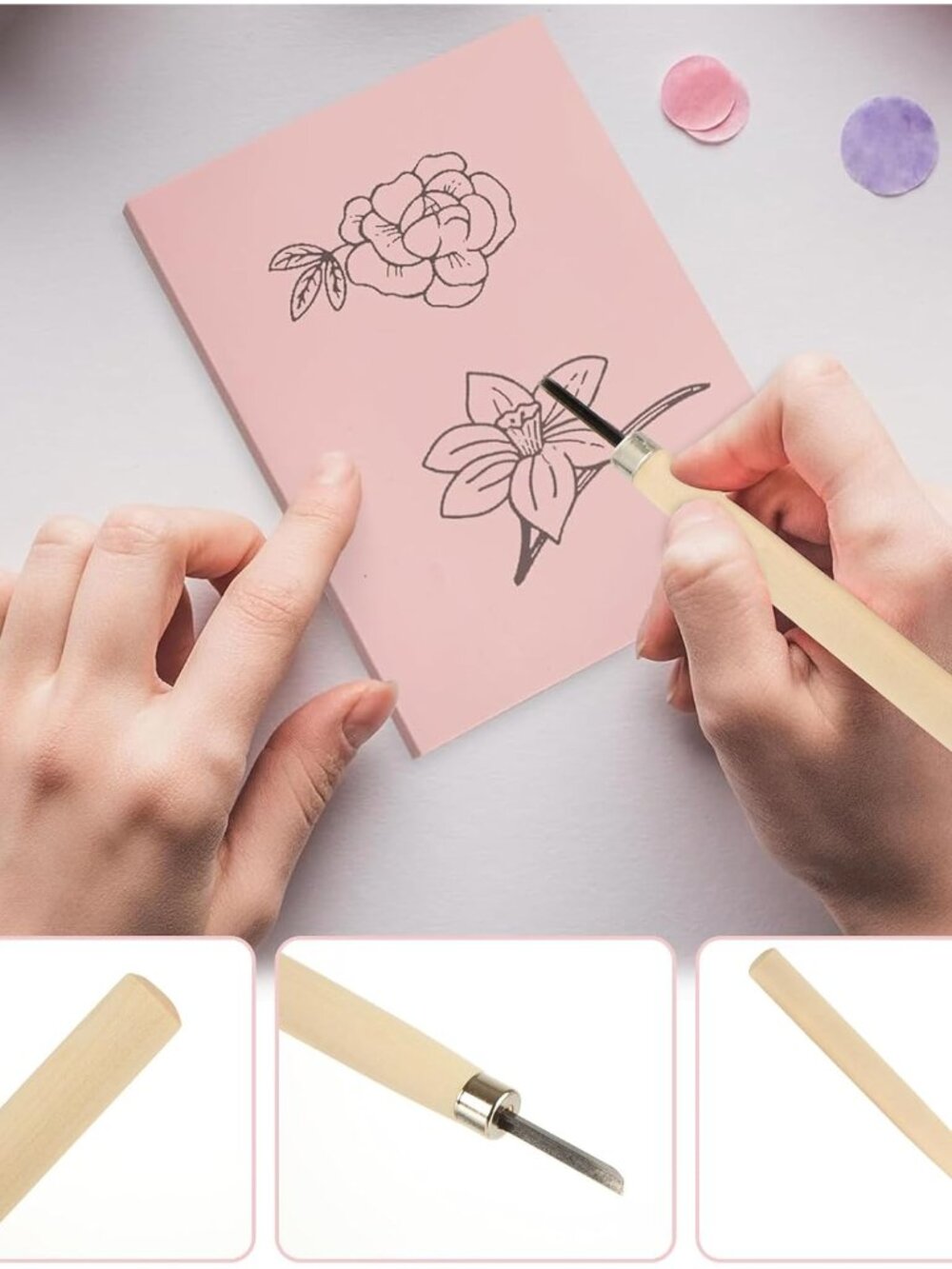 10 Pack Rubber Stamp Making Kit - Block Printing Kit，Linoleum Carving Tools with - Picture 4 of 7